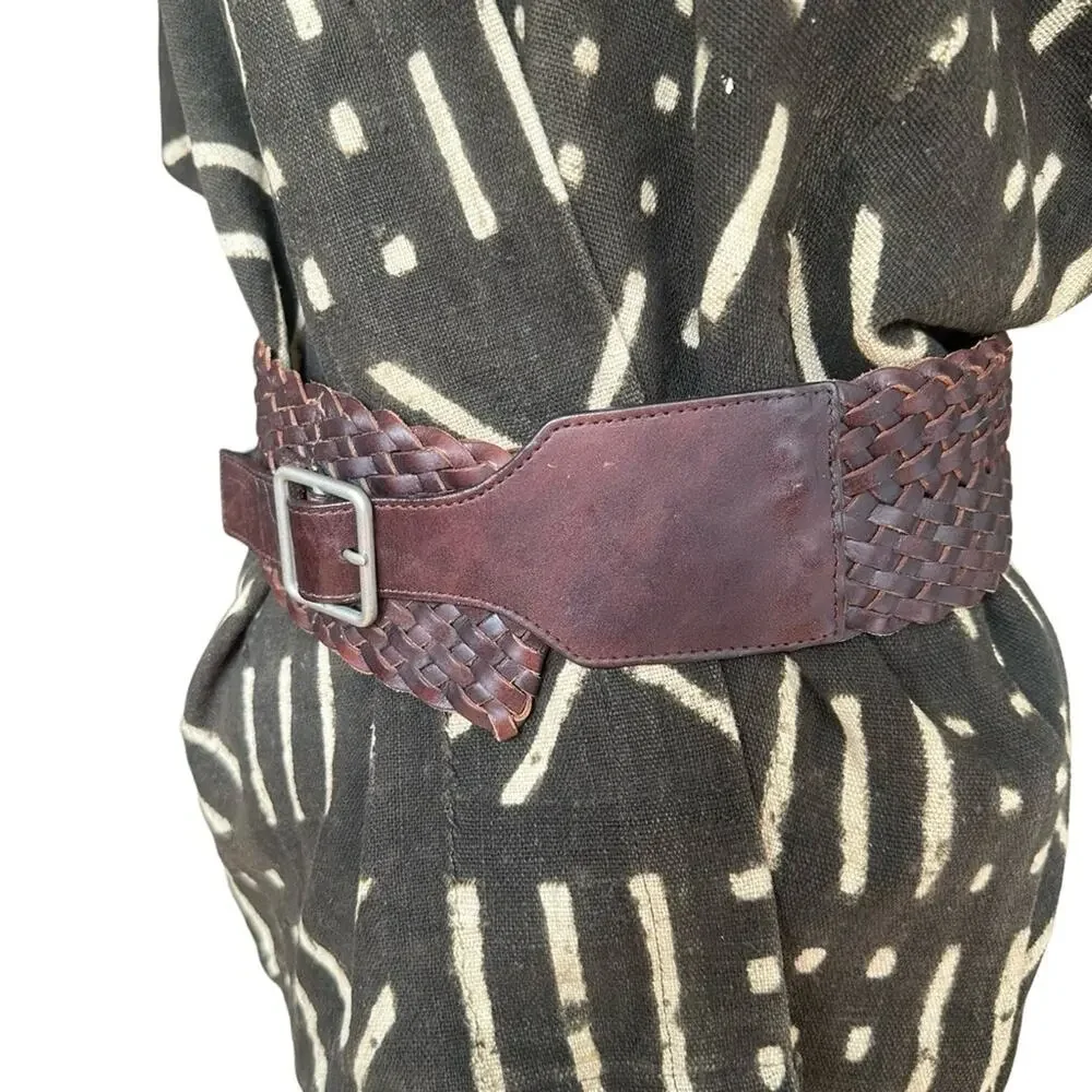 PING PONG - Women's Brown Woven Leather Belt -  SIZE 47